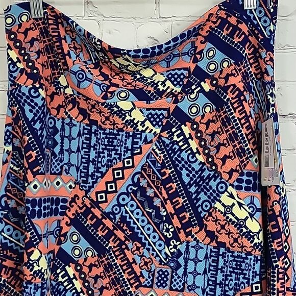 LuLaRoe NWT 2XL Azure Swing Skirt Navy Tribal Camel Jacquard Stretch Aztec Print - Picture 2 of 9